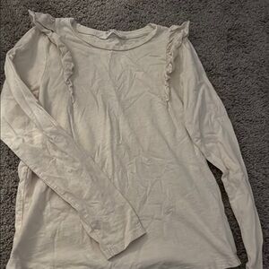 Cream Ruffle Long Sleeve Top